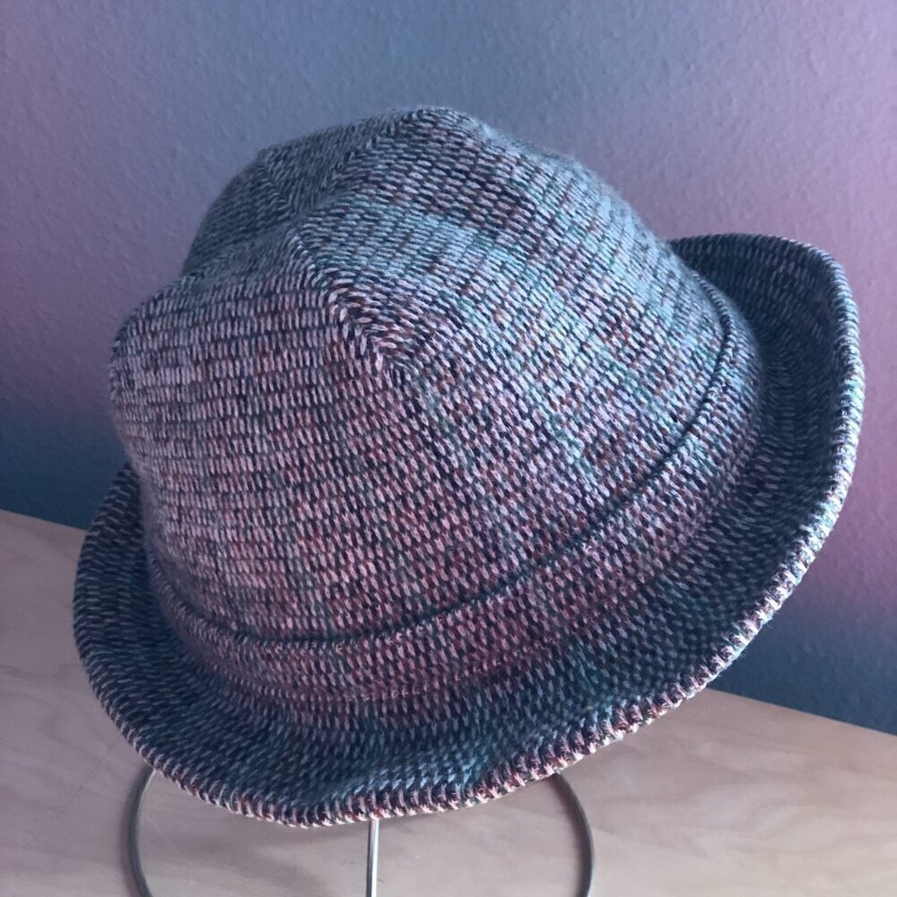 Vintage Tan, Brown & Green Tweed Fedora Hat - Rat Pack Vibe - Picture 1 of 5